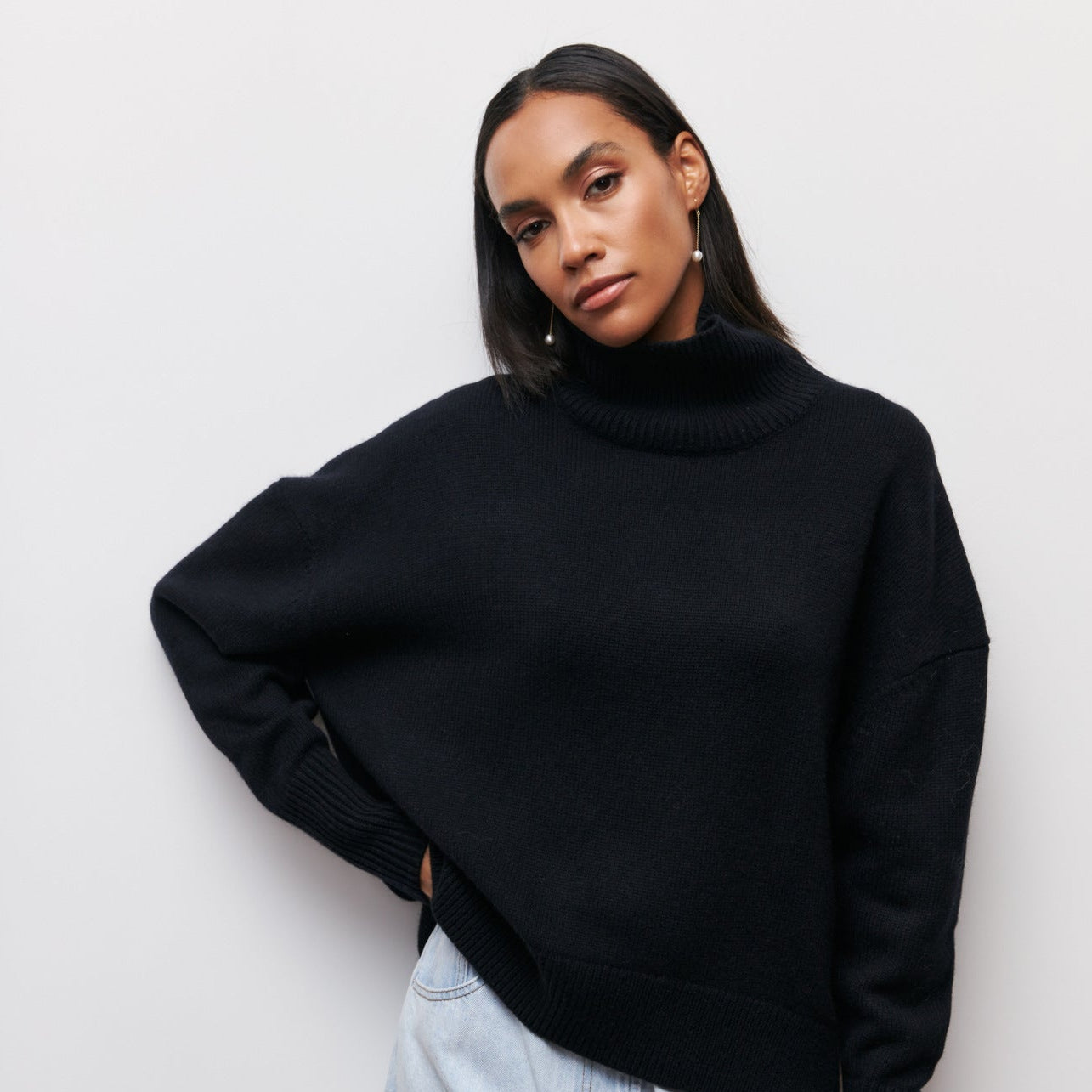 Winter Turtleneck Sweater Ins Solid Color Long Sleeve Pullover Top Women's Clothing